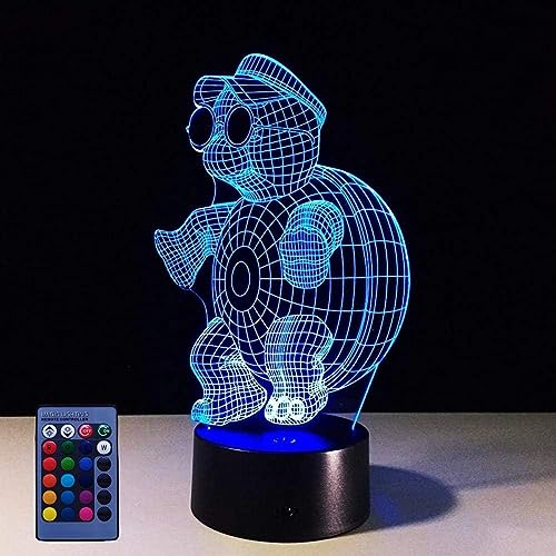 3D Schildkröte Lampe USB-Kabel Fernbedienung 7/16 Farben Amazing Optical Illusion 3D wachsen LED Lampe Formen Kinder Schlafzimmer Nacht Licht für Kinder Schlafzimmer Geburtstagsgeschenke Geschenk von HPBN8 Ltd
