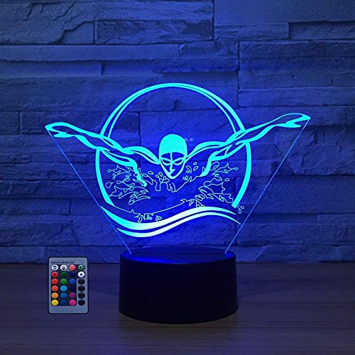 HPBN8 Ltd 3D Schwimmen Lampe USB-Strom Fernbedienung 7/16 Farben Optische Täuschung 3D LED Lampe Formen Kinder Schlafzimmer Nachtlicht Geburtstag Weihnachten Geschenke von HPBN8 Ltd