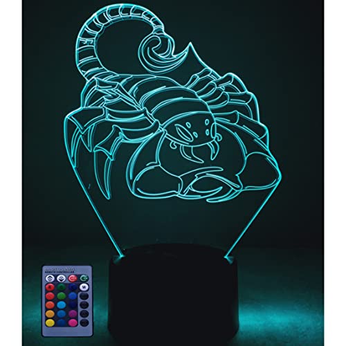 3D Skorpion Lampe USB-Strom Fernbedienung 7/16 Farben Amazing Optical Illusion 3D LED Lampe Formen Kinder Schlafzimmer Nacht Licht von HPBN8 Ltd