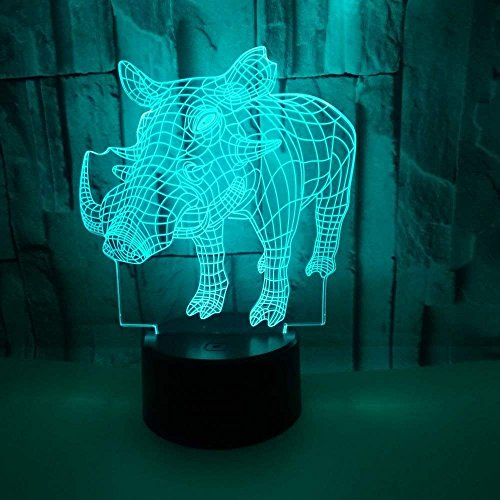 3D Wildschwein Optical Illusions Nacht Licht LED Lampen Tolle 7 Farbwechsel Berühren Tabelle Schreibtisch USB-Kabel für Kinder Schlafzimmer Geburtstagsgeschenke Geschenk von HPBN8 Ltd