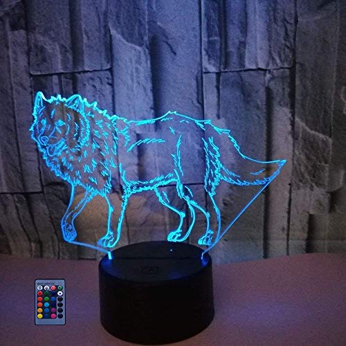 3D Wolf Optical Illusions LED Lampen Fernbedienung USB Power 7/16 Farben 3D LED Lampe Formen Kinder Schlafzimmer Geburtstag Weihnachten Geschenke von HPBN8 Ltd