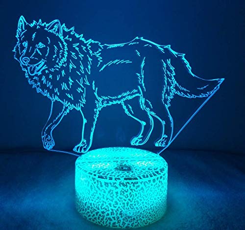 3D Wolf Optical Illusions LED Lampen Tolle 7 Farbwechsel Berühren Tabelle Schreibtisch-Nacht Licht Mit USB-Kabel für Kinder Schlafzimmer Geburtstagsgeschenke Geschenk von HPBN8 Ltd