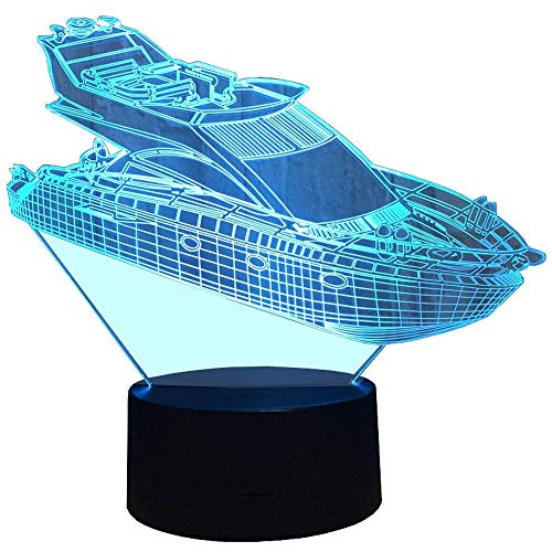 3D Yacht Illusions LED Lampen Tolle 7 Farbwechsel Acryl berühren Tabelle Schreibtisch-Nacht licht mit USB-Kabel für Kinder Schlafzimmer Geburtstagsgeschenke Geschenk von HPBN8 Ltd