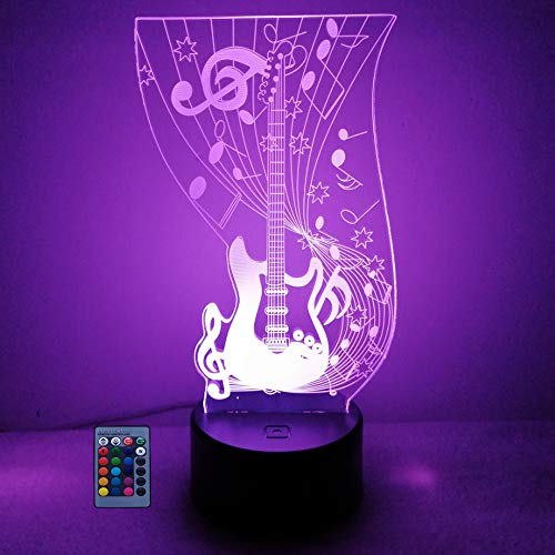 3D Elektrische Gitarre Lampe Nacht Licht Fernbedienung USB Power 7/16 Farben 3D LED Lampe Formen Kinder Schlafzimmer Geburtstag Weihnachten von HPBN8 Ltd