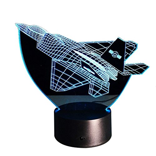 HPBN8 Ltd 3D Flugzeug LED Lampe 7 Farben erstaunliche optische Täuschung Art Skulptur Lichter produziert einzigartige Lichteffekte und 3D-Visualisierung für Home Decor-kreative Geschenk von HPBN8 Ltd