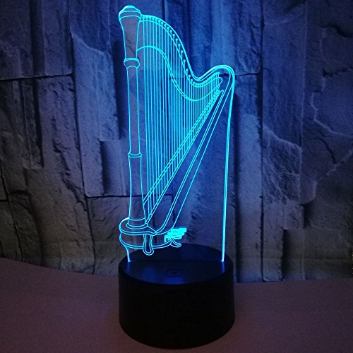 HPBN8 Ltd 3D Harfe Optical Illusions LED Lampen Tolle 7 Farbwechsel Berühren Tabelle Schreibtisch-Nacht Licht Mit USB-Kabel für Kinder Schlafzimmer Geburtstagsgeschenke Geschenk von HPBN8 Ltd