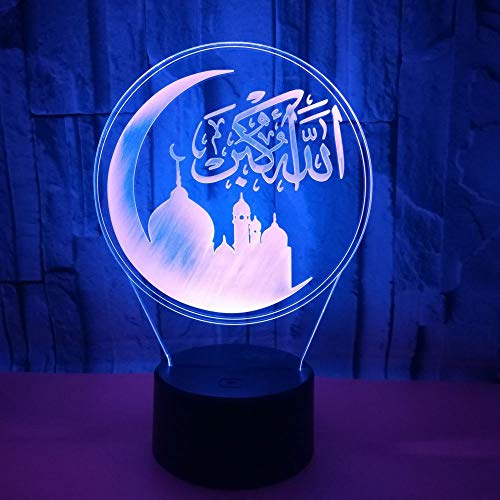 HPBN8 Ltd 3D Islamischer Muhammad Illusions LED Lampen Tolle 7 Farbwechsel Acryl berühren Tabelle Schreibtisch-Nacht licht mit USB-Kabel für Kinder Schlafzimmer Geburtstagsgeschenke Geschenk von HPBN8 Ltd