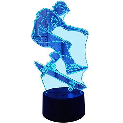 3D Skateboard Illusions LED Lampen Tolle 7 Farbwechsel Acryl berühren Tabelle Schreibtisch-Nacht licht mit USB-Kabel für Kinder Schlafzimmer Geburtstagsgeschenke Geschenk von HPBN8 Ltd