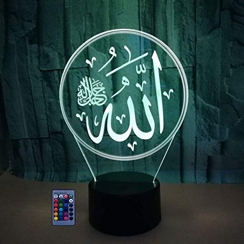 HPBN8 Ltd Kreative 3D Islamischer Muhammad Nacht Licht Lampe Fernbedienung USB Power 7/16 Farben 3D LED Lampe Formen Kinder Schlafzimmer Geburtstag Weihnachten Geschenke von HPBN8 Ltd