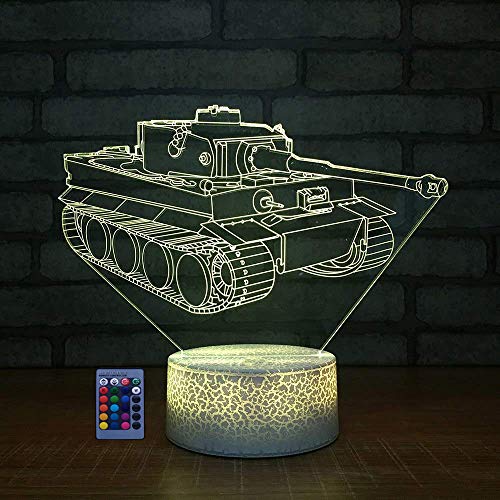 HPBN8 Ltd Kreative 3D Panzer Nacht Licht Lampe Fernbedienung USB Power 7/16 Farben 3D LED Lampe Formen Kinder Schlafzimmer Geburtstag Weihnachten Geschenke von HPBN8 Ltd