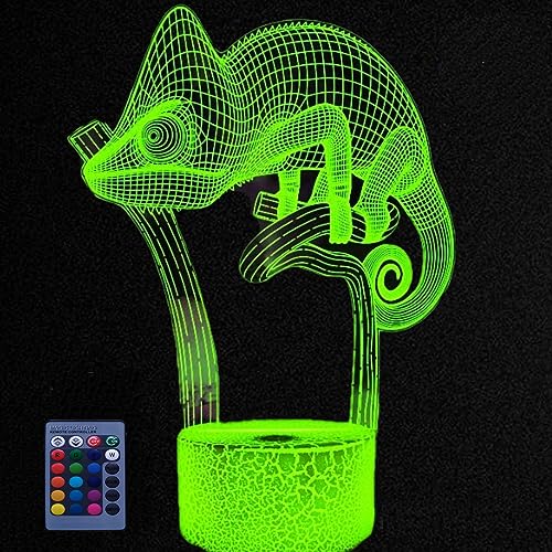 HPBN8 Ltd Optical Illusions 3D Chamäleon Nacht Licht LED Lampen Fernbedienung 7/16 Farbwechsel Tabelle Schreibtisch USB-Kabel für Kinder Schlafzimmer Geburtstagsgeschenke Geschenk von HPBN8 Ltd