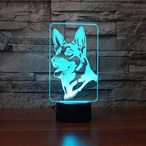 HPBN8 Ltd Optical Illusions 3D Deutscher Schäferhund Nacht Licht LED Lampen Tolle 7 Farbwechsel Berühren Tabelle Schreibtisch USB-Kabel für Kinder Schlafzimmer Geburtstagsgeschenke Geschenk von HPBN8 Ltd