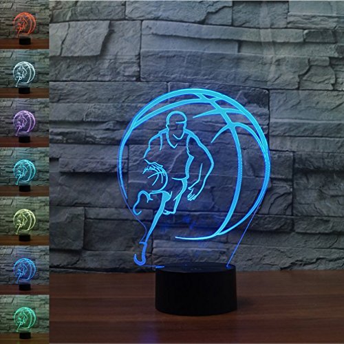 Kreative 3D Basketball Nacht Licht Lampe USB Power 7 Farben Amazing Optical Illusion 3D LED Lampe Formen Kinder Schlafzimmer Geburtstag Weihnachten Geschenke von HPBN8 Ltd