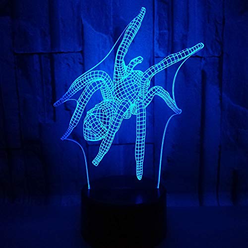 Kreative 3D Spinne Nacht Licht Lampe USB Power 7 Farben Amazing Optical Illusion 3D LED Lampe Formen Kinder Schlafzimmer Geburtstag Weihnachten Geschenke von HPBN8 Ltd