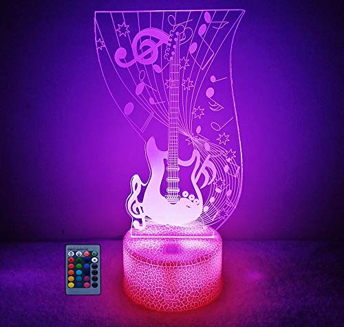 Optical Illusions 3D Gitarre Nacht Licht LED Lampen Fernbedienung USB Power 7/16 Farben 3D LED Lampe Formen Kinder Schlafzimmer Geburtstag Weihnachten von HPBN8 Ltd