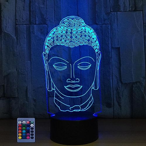 HPBN8 Ltd 3D Buddha Statuen Lampe USB Power 7/16 Farben Fernbedienung Optical Illusion 3D LED Lampe Formen Kinder Schlafzimmer Nacht Licht von HPBN8 Ltd