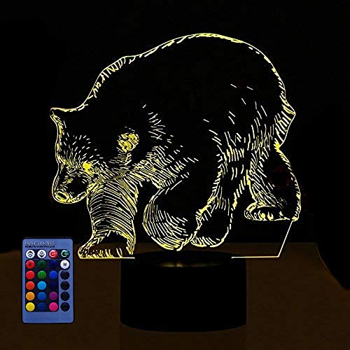 3D Bär Eisbären Lampe USB-Kabel Fernbedienung 7/16 Farben Amazing Optical Illusion 3D wachsen LED Lampe Formen Kinder Schlafzimmer Nacht Licht für Kinder Schlafzimmer Geburtstagsgeschenke Geschenk von HPBN8 Ltd