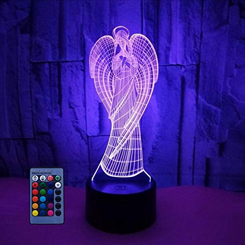 3D Engel Optical Illusions LED Lampen 7/16 Farbwechsel Fernbedienung Berühren Tabelle Schreibtisch-Nacht Licht Mit USB-Kabel für Kinder Schlafzimmer Geburtstagsgeschenke Geschenk von HPBN8 Ltd