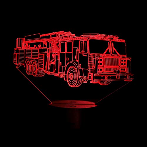 HPBN8 Ltd 3D Feuerwehr Auto Illusions LED Lampen Tolle 7 Farbwechsel Acryl berühren Tabelle Schreibtisch-Nacht licht mit USB-Kabel für Kinder Schlafzimmer Geburtstagsgeschenke Geschenk von HPBN8 Ltd