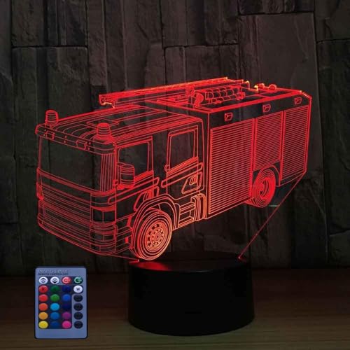 HPBN8 Ltd 3D Feuerwehr Auto Lampe USB-Strom Fernbedienung 7/16 Farben Amazing Optical Illusion 3D wachsen LED Lampe Formen Kinder Schlafzimmer Nacht Licht von HPBN8 Ltd