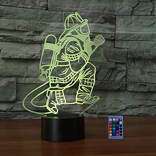 3D Feuerwehrmänner Optical Illusions LED Lampen Fernbedienung Tolle 7/16 Farbwechsel Berühren Tabelle Schreibtisch-Nacht Licht Mit USB-Kabel für Kinder Schlafzimmer Geburtstagsgeschenke Geschenk von HPBN8 Ltd