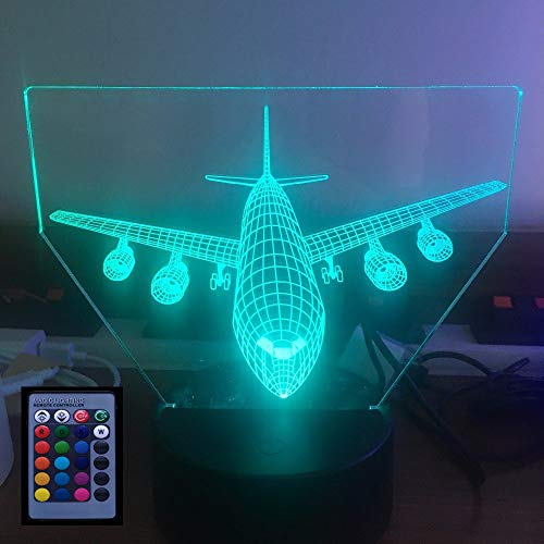 3D Flugzeug Illusions LED Lampen 7/16 Farbwechsel Fernbedienung Berühren Tabelle Schreibtisch-Nacht licht mit USB-Kabel für Kinder Schlafzimmer Geburtstagsgeschenke Geschenk von HPBN8 Ltd