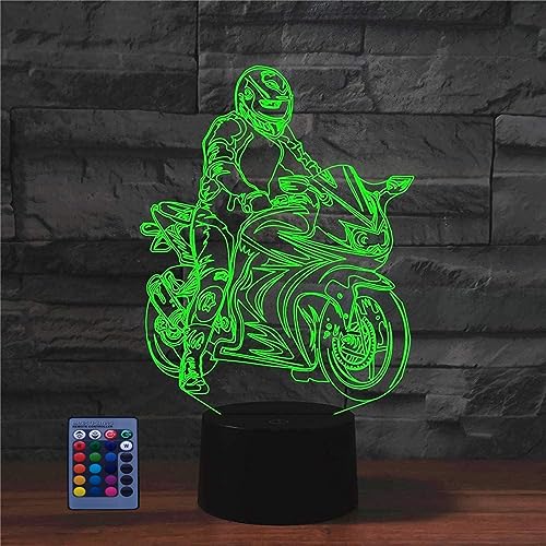 3D Motorrad Illusions LED Lampen Fernbedienung 7/16 Farbwechsel Acryl Berühren Tabelle Schreibtisch-Nacht licht mit USB-Kabel für Kinder Schlafzimmer Geburtstagsgeschenke Geschenk von HPBN8 Ltd