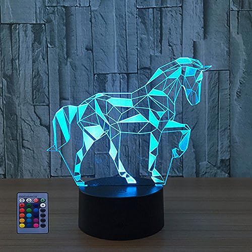 3D Pferd Optical Illusions LED Lampen Fernbedienung 7/16 Farbwechsel Berühren Tabelle Schreibtisch-Nacht Licht Mit USB-Kabel für Kinder Schlafzimmer Geburtstagsgeschenke Geschenk von HPBN8 Ltd