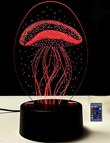 HPBN8 Ltd 3D Quallen Illusions LED Lampe 7/16 Farbwechsel Fernbedienung Berühren Schreibtisch-Nacht licht mit USB-Kabel Kinder Weihnachten Geburtstagsgeschenke von HPBN8 Ltd
