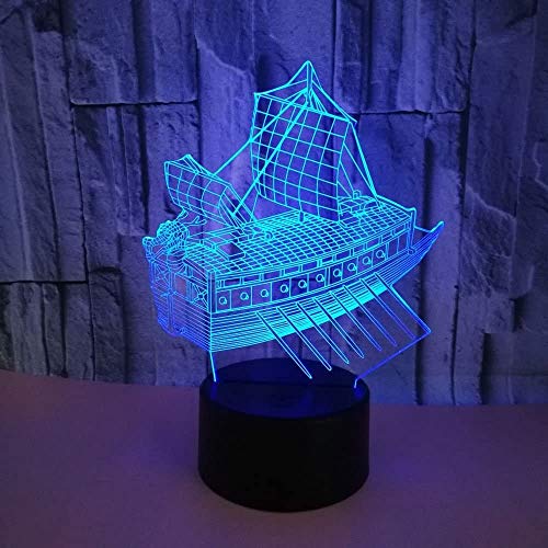 3D Schiff Lampe USB Power 7 Farben Amazing Optical Illusion 3D wachsen LED Lampe Formen Kinder Schlafzimmer Nacht Licht. von HPBN8 Ltd