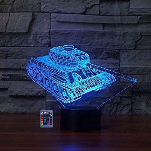 HPBN8 Ltd 3D Panzer Illusions LED Lampen 7/16 Farbwechsel Fernbedienung Berühren Nachttisch Schreibtisch-Nachtlicht USB-Kabel für Kinder Schlafzimmer Geburtstagsgeschenke Weihnachten Geschenk von HPBN8 Ltd