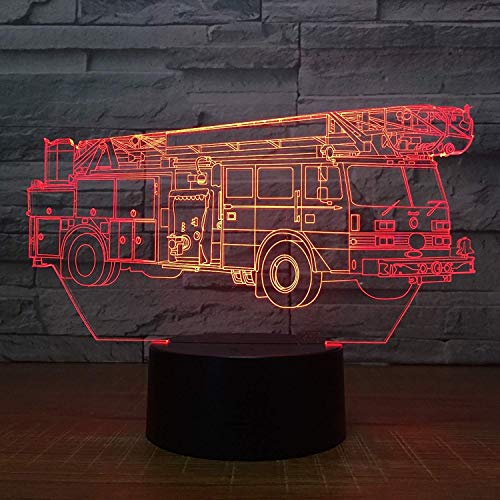 Kreative 3D Feuerwehr Auto Nacht Licht Lampe USB Power 7 Farben Amazing Optical Illusion 3D LED Lampe Formen Kinder Schlafzimmer Geburtstag Weihnachten Geschenke von HPBN8 Ltd