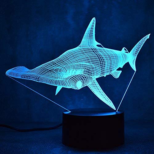 Kreative 3D Hai Nacht Licht Lampe USB Power 7 Farben Amazing Optical Illusion 3D LED Lampe Formen Kinder Schlafzimmer Geburtstag Weihnachten Geschenke von HPBN8 Ltd