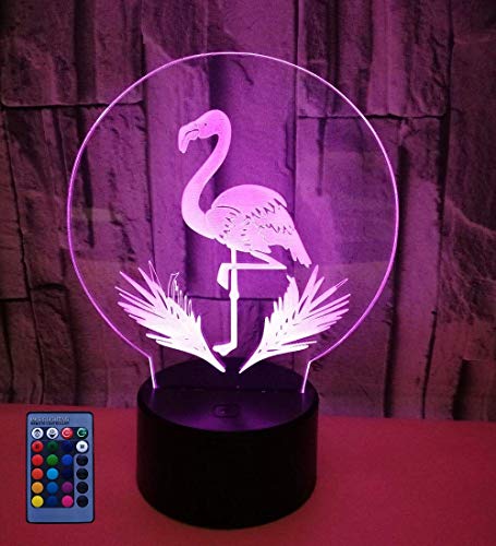 Optical Illusions 3D Flamingo Nacht Licht LED Lampen Fernbedienung 7/16 Farbwechsel Berühren Tabelle Schreibtisch USB-Kabel für Kinder Schlafzimmer Geburtstagsgeschenke Geschenk von HPBN8 Ltd
