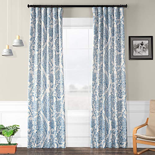 HPD Half Price Drapes BOCH-KC16072-96 Verdunklungsvorhang (1 Panel), Polyester-Mischgewebe, Tea Time China Blue, 50 X 96 von HPD Half Price Drapes