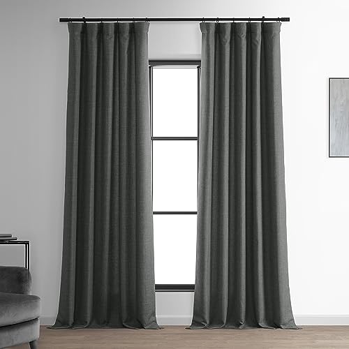 HPD Half Price Drapes FLCH-FM20104-96 Vorhänge aus italienischem Kunstleinen, 1 Stück, Ankergrau von HPD Half Price Drapes