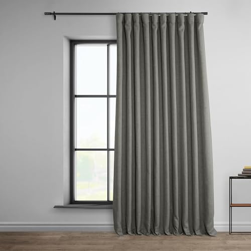 HPD Half Price Drapes BOCH-LN185-P Kunst-Verdunkelungsvorhänge, 244 cm lang, extra breit, Luxus-Leinen-Vorhänge für Schlafzimmer und Wohnzimmer (1 Panel), 100 B x 96 L, Blazer-Grau von HPD Half Price Drapes