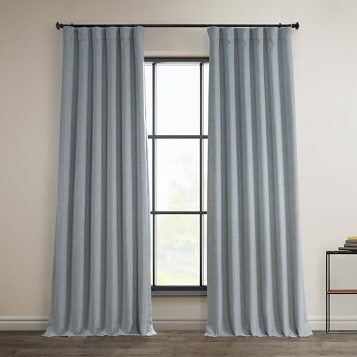 HPD Half Price Drapes Verdunkelungsvorhänge aus Leinenimitat, 244 cm lang, luxuriöse Leinenvorhänge für Schlafzimmer und Wohnzimmer (1 Paneel), 127 x 244 cm, Heather Grey von HPD Half Price Drapes