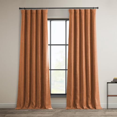 HPD Half Price Drapes BOCH-LN185-P Raumverdunkelungsvorhänge aus Kunstleinen für Schlafzimmer (1 Panel), 50 x 84, Desert Orange von HPD Half Price Drapes