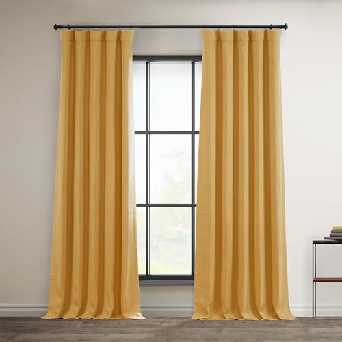 HPD Half Price Drapes Verdunkelungsvorhänge aus Leinenimitat, 274 cm lang, luxuriöse Leinenvorhänge für Schlafzimmer und Wohnzimmer (1 Paneel), 127 x 274 cm, Löwenzahn-Gold von HPD Half Price Drapes