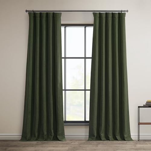 HPD Half Price Drapes BOCH-LN18520-96 Verdunkelungsvorhang aus Leinenimitat, Verdunklungsvorhang (1 Panel), 127 x 96 cm, Tuscany Green von HPD Half Price Drapes