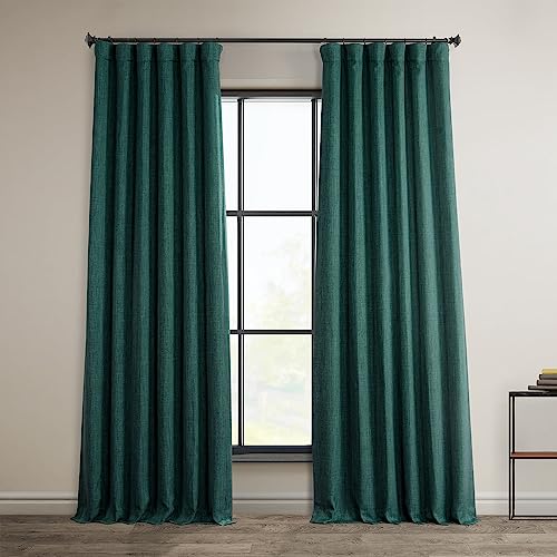 HPD Half Price Drapes Verdunkelungsvorhänge aus Leinenimitat, 274 cm lang, luxuriöse Leinenvorhänge für Schlafzimmer und Wohnzimmer (1 Paneel), 127 x 274 cm, Schieferblaugrün von HPD Half Price Drapes