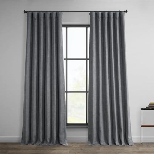 HPD Half Price Drapes Verdunkelungsvorhänge aus Leinenimitat, 305,8 cm lang, luxuriöse Leinenvorhänge für Schlafzimmer und Wohnzimmer (1 Paneel), 120 B x 120 L, dunkler Kies von HPD Half Price Drapes