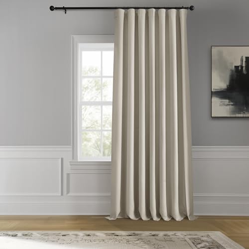 HPD Half Price Drapes Verdunkelungsvorhänge aus Leinenimitat, 244 cm lang, extra breit, luxuriöse Leinenvorhänge für Schlafzimmer und Wohnzimmer (1 Paneel), 254 x 244 cm, Birke von HPD Half Price Drapes