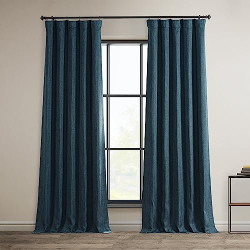 HPD Half Price Drapes Verdunkelungsvorhänge aus Leinenimitat, 244 cm lang, luxuriöse Leinenvorhänge für Schlafzimmer und Wohnzimmer (1 Paneel), 127 x 244 cm, Blau von HPD Half Price Drapes