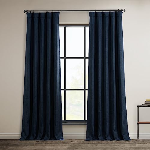 HPD Half Price Drapes BOCH-LN21332-108 Verdunkelungsvorhänge aus Kunstleinen für Schlafzimmer, 50 x 108 (1 Panel), Nightfall Navy von HPD Half Price Drapes