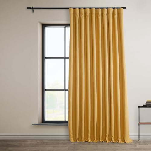 HPD Half Price Drapes Boch-LN18518-84-DW, Leinenraum-Verdunkelungsvorhang, extra breit, 1 Stück, 100 x 84, BOCH-LN18518-84-DW, Löwenzahngold, Polyester-Mischgewebe von HPD Half Price Drapes