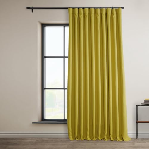 HPD Half Price Drapes Verdunkelungsvorhänge aus Leinenimitat, 274 cm lang, extra breit, luxuriöse Leinenvorhänge für Schlafzimmer und Wohnzimmer (1 Paneel), 254 x 274 cm, grafisches Gold von HPD Half Price Drapes