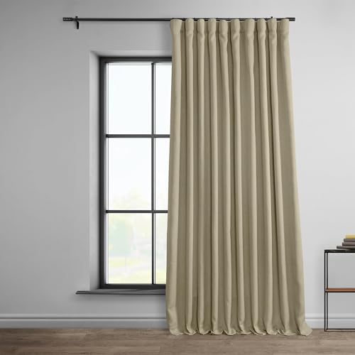 HPD Half Price Drapes Verdunkelungsvorhänge aus Leinenimitat, 305,8 cm lang, extrabreit, Luxus-Leinen-Vorhänge für Schlafzimmer und Wohnzimmer (1 Paneel), 100 B x 120 L, strohgedeckter Hellbraun von HPD Half Price Drapes