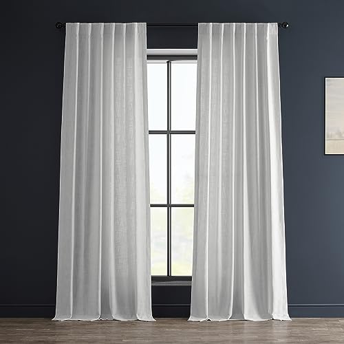 HPD Half Price Drapes Halbtransparente Vorhänge aus Kunstleinen, für Schlafzimmer, lichtfilternde Fenster, Wohnzimmer, 213,4 cm lang (1 Bahn), FHLCH-VET13191-84, Reisweiß, 127 x 213,4 cm von HPD Half Price Drapes